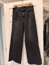 Quince Bella Stretch Wide Leg Jeans Faded Black High Rise 31 Organic Cotton