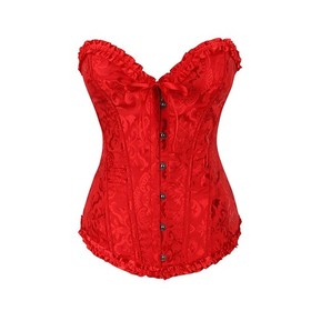Women's Sexy Bustier Bridal Corset Top Satin Layering Lace-Up Lingerie Plus Size