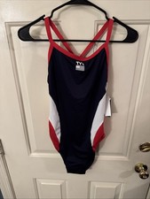 TYR Durafast Elite  Women's XL 38 Diamondfit Swimsuit USA in Red/White/Navy