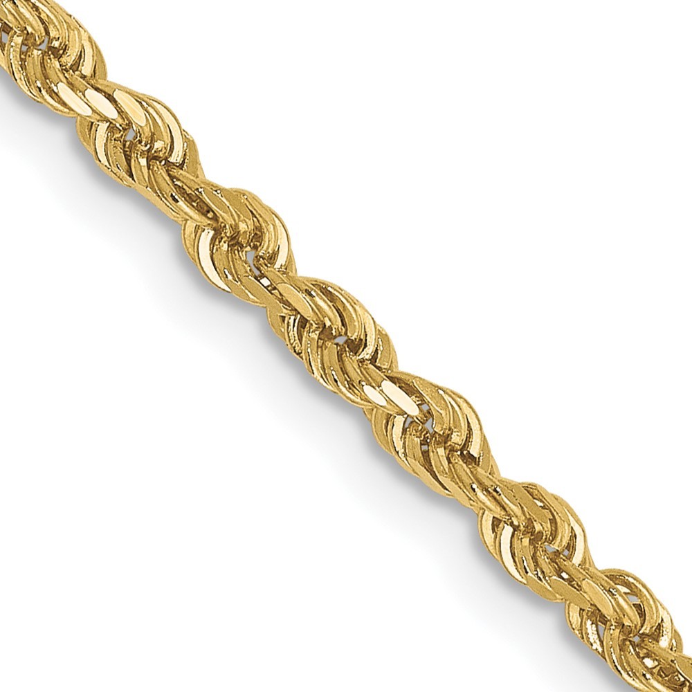 10K Yellow Gold 2.5mm Diamond-Cut Rope Chain Necklace 30