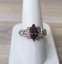 Designer Sterling Silver Gold Vermeil Cubic Zirconia Size 9 Statement Ring 17