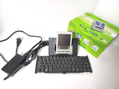 Vintage Sony CLIÉ PEG-SJ30 PDA Keyboard, Charger, Stylus, Internal