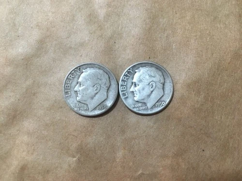 Lot Of 2  Roosevelt Dimes   1950