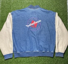 Vintage Rockford Fosgate 90 Snap Button Denim Varsity Jacket International Denim