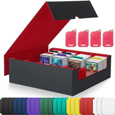 Railhorn Trading Card Storage Box   Holds 3000+ Cards, PU Leather Commander Deck
