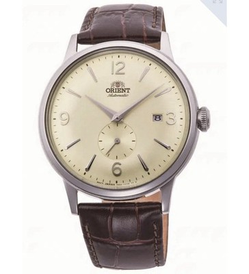 Orient Bambino Automatic Watch Beige Dial Date Mesh Bracelet + Leather Strap