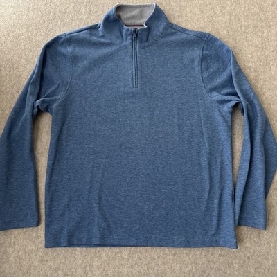 Bonobos Double Face Half Zip Sweatshirt Mens L Blue Regular Fit Cotton Pullover