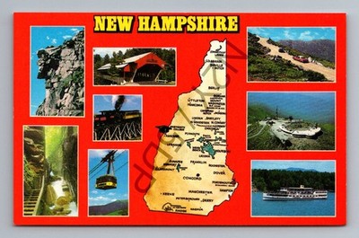 Vintage New Hampshire Multi-View Postcard Mount Washington Covered Bridge
