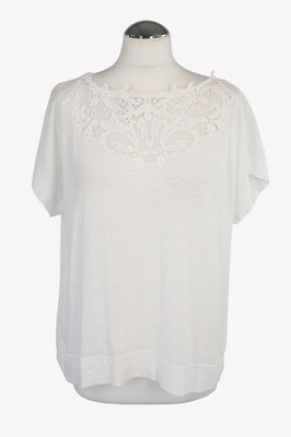 French Connection Damen Oberteil Gr. 36 (S) Weiß T-Shirt Top Kurzarm