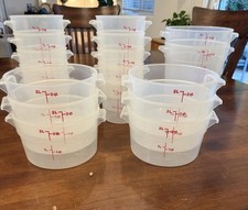 Cambro Food Containers Clear Round Plastic Storage 1, 2 & 4 Qt Lot of 18