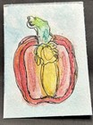 ACEO Original Art by C3 Design Goods - water color red pepper/line work