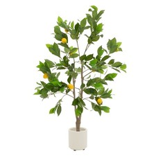 Plante artificielle citronnier 130 cm arbre décoratif en plastique pot inclus