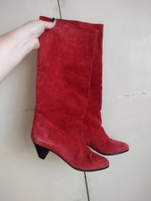 Vtg Bertie s 80s Red Suede Boots Heel 37 US 7 Italy Leather Western Dancing