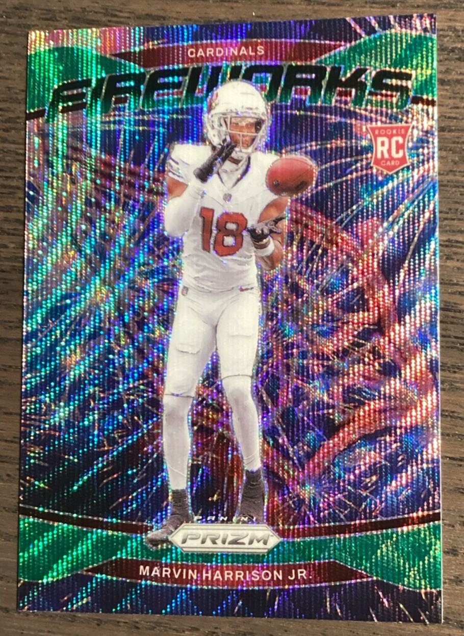 2024 Panini Prizm Marvin Harrison Jr. Fireworks Green Wave Rookie Card #20