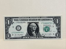 $1 Bill Very Cool Serial Number Uncirculated Note One Dollar 2021 C 71999979 C