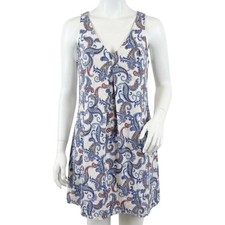 Ralph Lauren Dress S Blue White Red Yellow Paisley Pockets Cotton Boho Festival