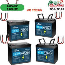 1280Wh 12V 100Ah LiFePO4 Lithium Battery Deep Cycle BMS RV Off-Grid Solar Marine