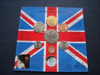 TOP Großbritannien 1992 ECU Kursmünzensatz im Papierfolder! EU! €! RAR! Euro! Se