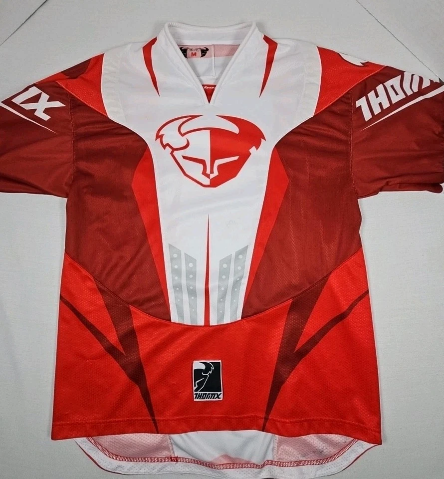 Vintage THOR Jersey Shirt Mens MED Red White MX Motocross Racing Y2K Moto - Image 3 of 4
