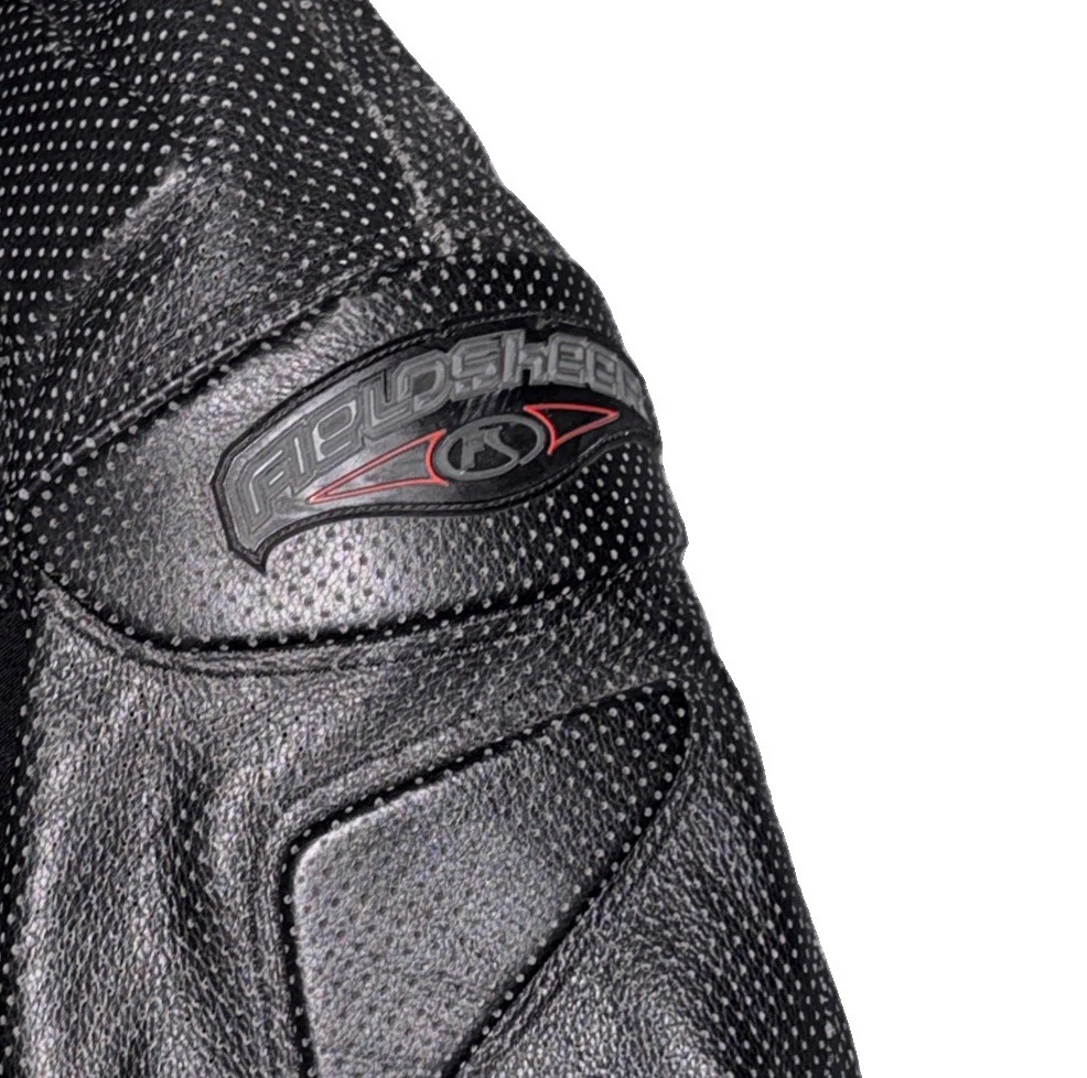 Fieldsheer Mens Perforated Leather Motorcycle Jacket Black Size 52 - product detail image 3