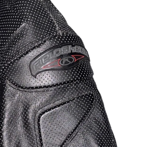 Fieldsheer Mens Perforated Leather Motorcycle Jacket Black Size 52 image 3