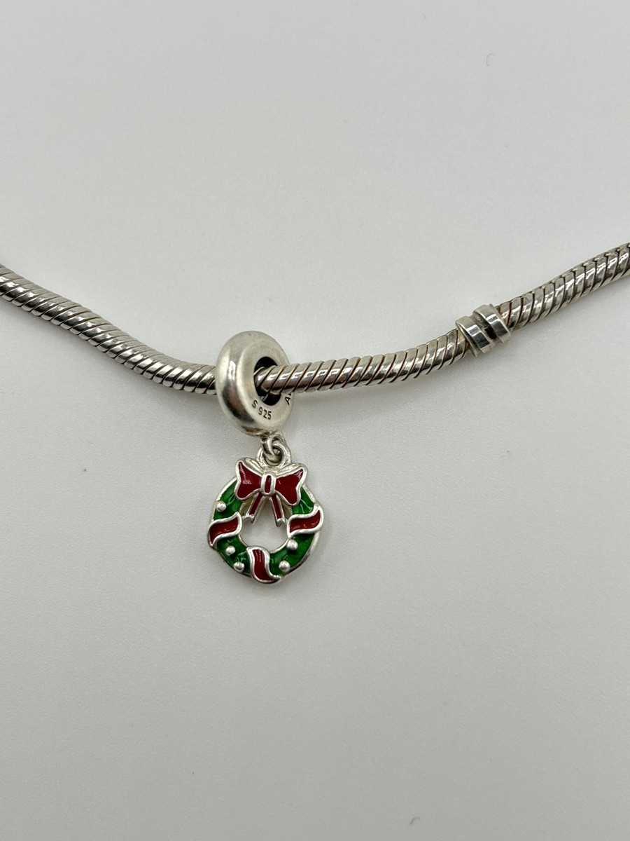 Authentic Pandora #796362ENMX Holiday Wreath Dangle Bead Christmas