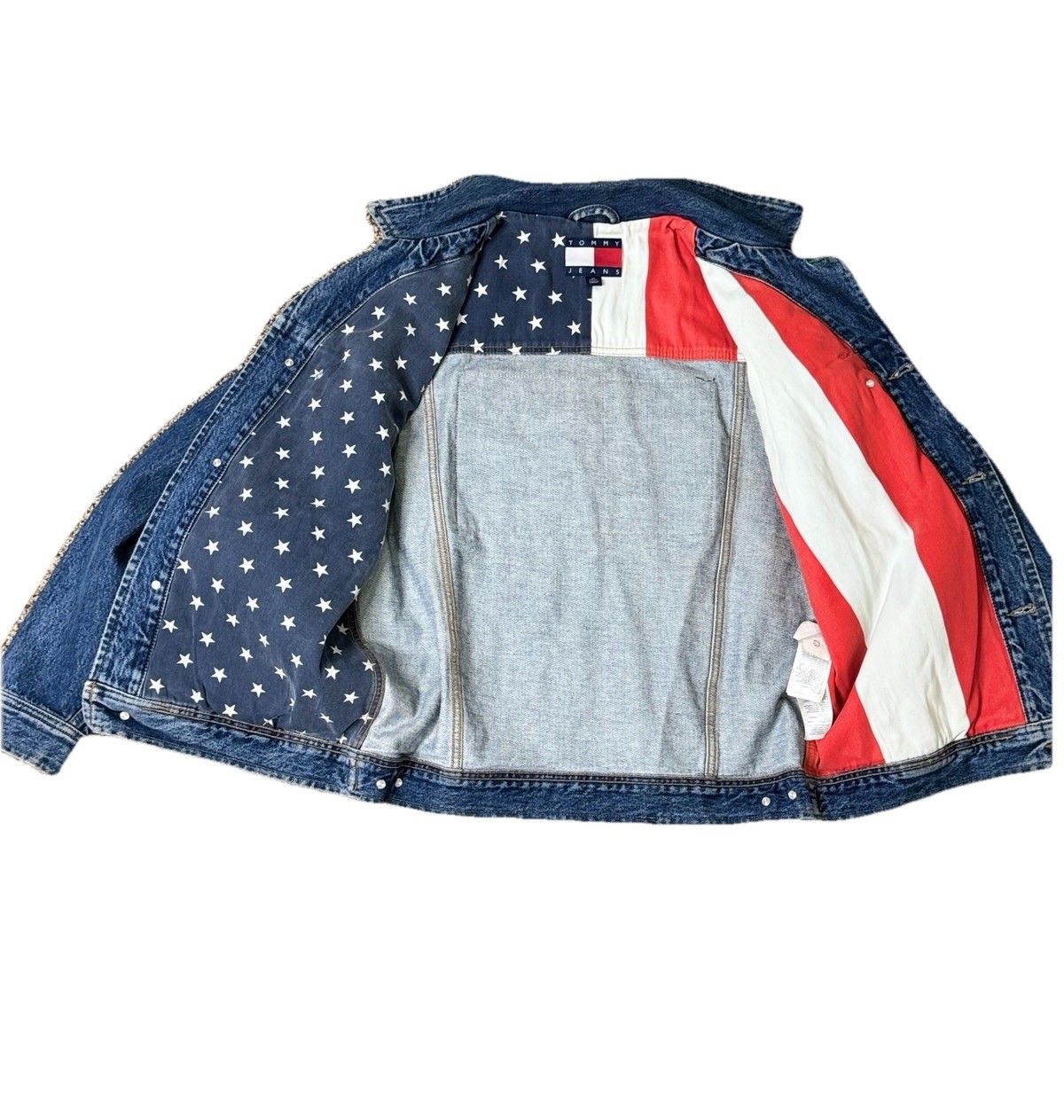 Vintage Rare Tommy Hilfiger Tommy Jeans Logo Button Jacket Flag Lining Men's XS image 4