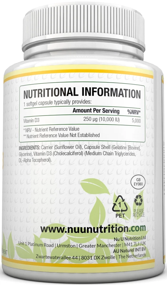 Vitamin D3 10000iu High Strength 365 Soft Gel capsules Vitamin D 10,000iu Vit d3 - Image 2 of 4