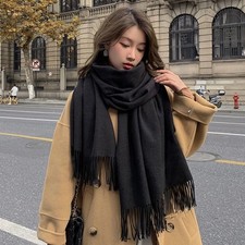 Large Black Plaid Warm Scarf - Women's Winter/Fall Accessory...