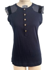 Dolce & Gabbana Ruffle Button Down Top Dark B...