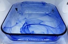 Vintage Pyrex Watercolor Collection Blue Lagoon 8x8 Swirl Casserole Dish