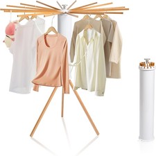 Clothes Drying Rack Foldable Wooden Tripod Drying Rack Clothing Space-Saving