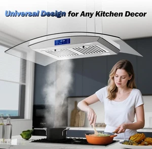 36 inch Island Range Hood Acier inoxydable 700CFM 3-Speed Évent de cuisine LEDs