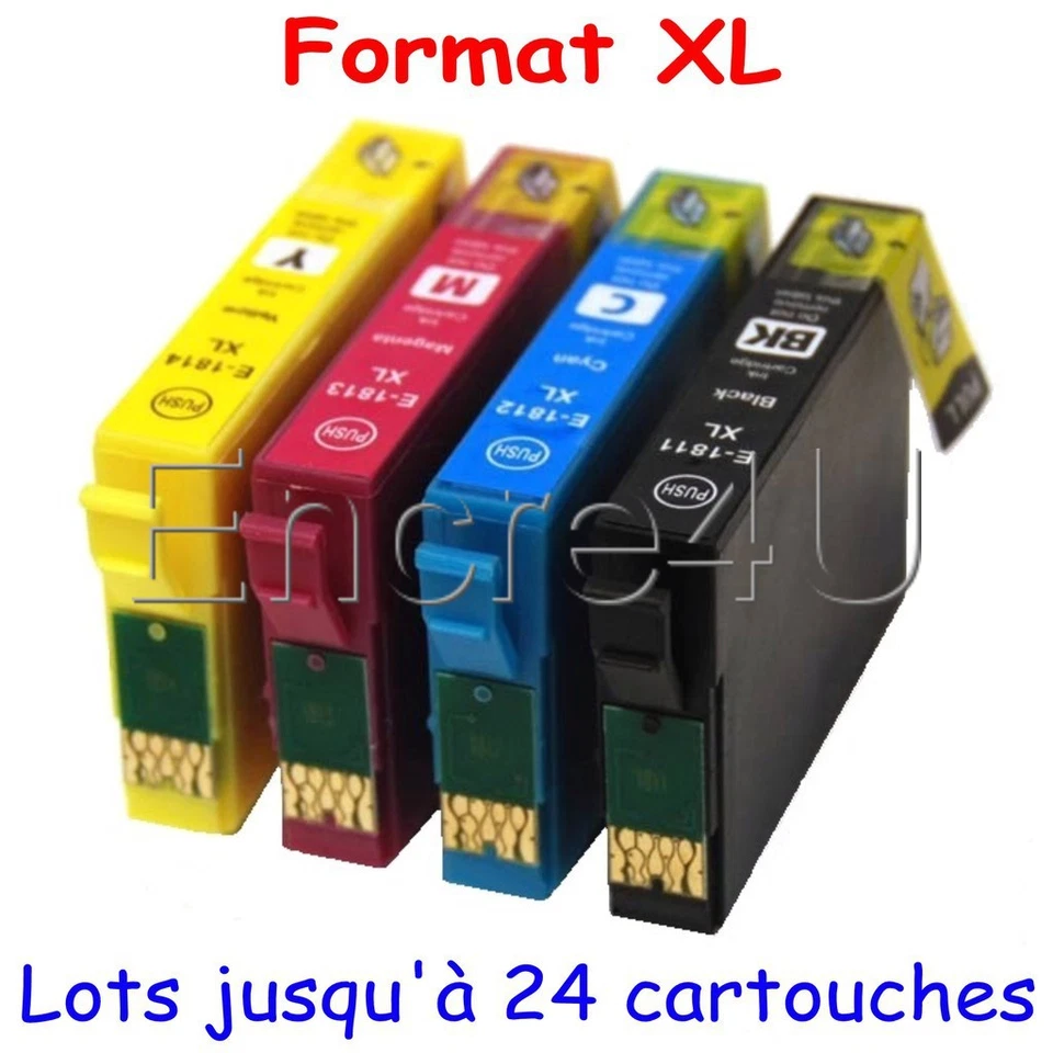 ENCRE4U 4 cartouches d'encre non-oem EPSON 18 T18 XL Paquerette 1811 1812 1813 1814 1816