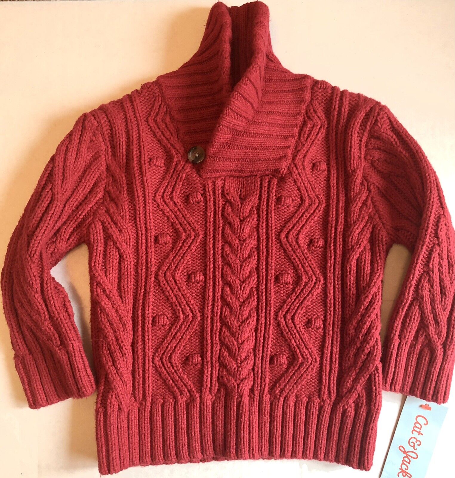 Cat & Jack Size 18 Months Red Toddler Boys Solid Pullover Cable
