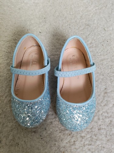 Kailee Baby Girls Flat 5M Blue Glitter Mary Jane Comfort Ballet Shoes - 第 3/20 張圖片