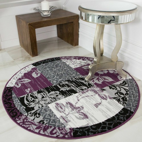 Sale Purple Black Grey Patchwork Floor Soft Living Room Rug Mat - Picture 12 of 14