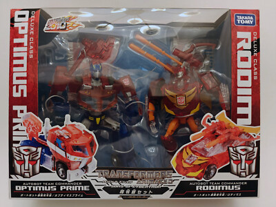 TAKARA TOMY TRANSFORMERS ANIMATED Sons of Cybertron Optimus Prime Rodimus CLEAR