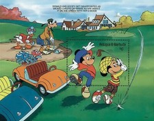 Disney 1991 Antigua & Barbuda, Mickey, Minnie, Goofy & Donald Playing Golf MS NH