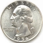 1956-P Washington Quarter Dollar 25c GEM BU Beautiful Luster * 1956P Die Cracks