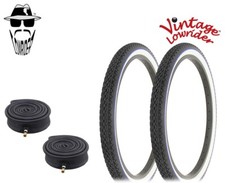 VINTAGE L.R TIRES 24 x 2.125 BLACK/WHITE BLUE LINE HF-133 W/ HEAVYDUTY TUBES.