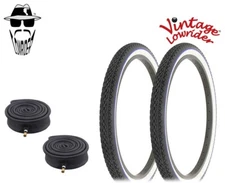 VINTAGE L.R TIRES 24 x 2.125 BLACK/WHITE BLUE LINE HF-133 W/ HEAVYDUTY TUBES.