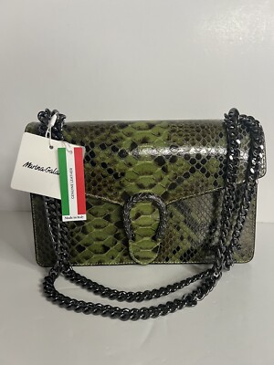 NWT Marina Galanti Verra-pelle Crossbody Croc Leather Bag