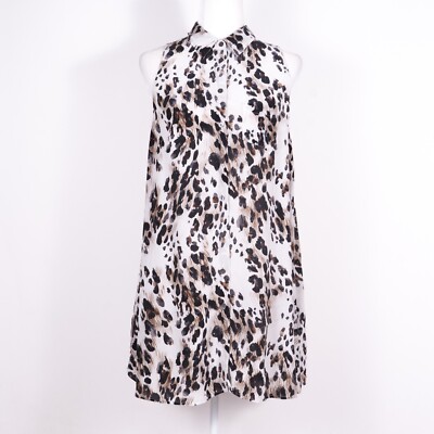 EQUIPMENT Silk Shirt Dress Sleeveless A-Line Animal Print Brown