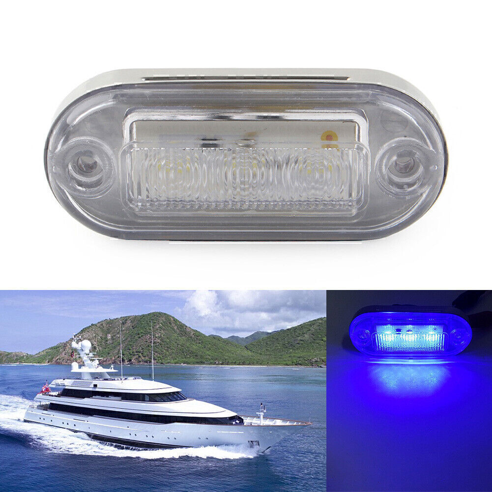 1 Pcs New PC Steel 12V Blue LED Signal Light Lamp For Truck Trailer RV Boat