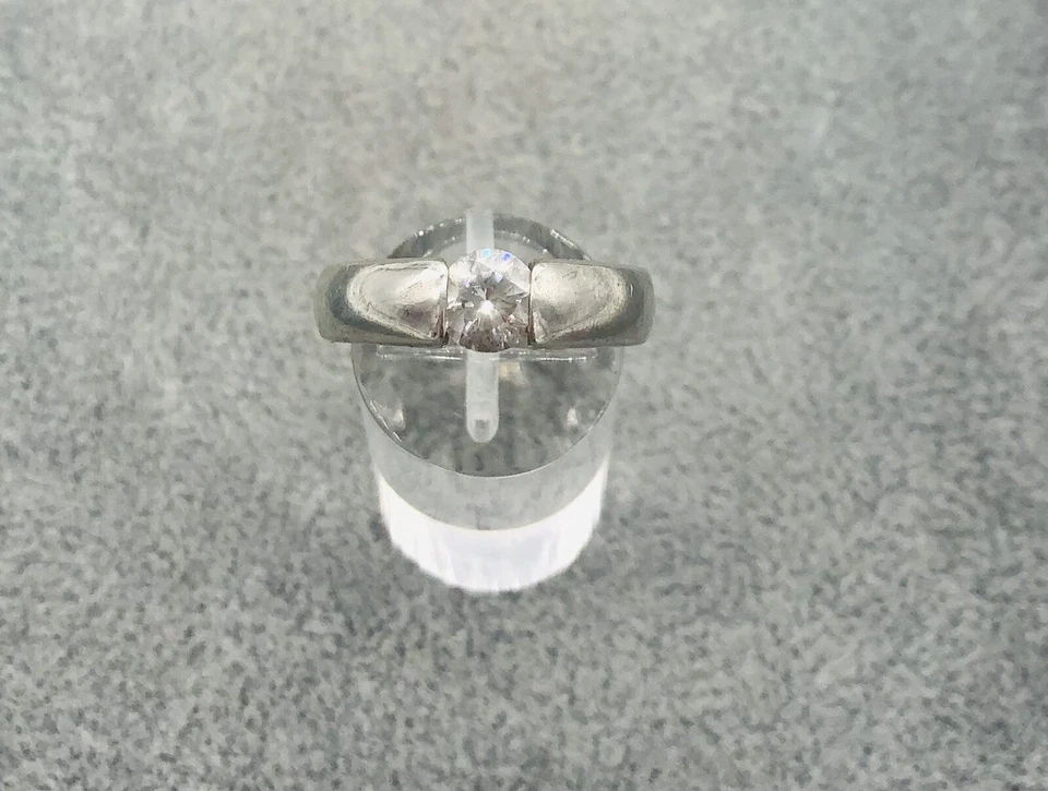 925/- Silberring Solitär mit weißen simulierten Diamanten Gr. 59 Gravur in Liebe - Bild 1 von 3