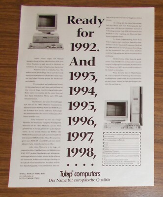 Rare Advertising TULIP COMPUTERS 80386 80386/25 80486 Personal Computer 1990