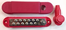 12 Point Terminal Junction Block Stainless Power Post Distribution Buss bar Red 
