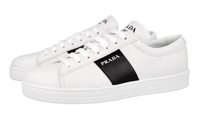 Prada Sneaker Men  7.5 US Black White Leather  Low Top $600 Men main image 2