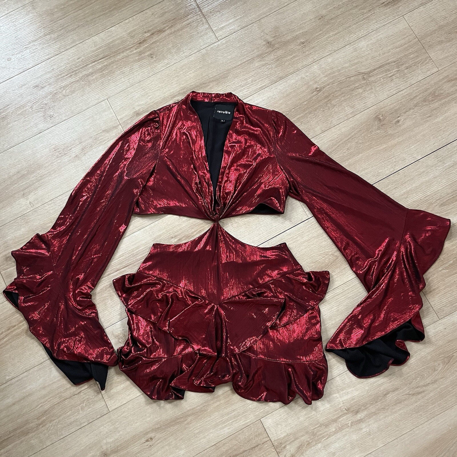 Retrofete red metallic cut out Faye dress RRP £346 image 4